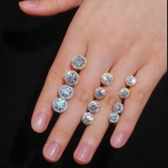 Certified 4ct. t.w. Moissanite Diamond Round Halo Stud Earrings NEW - Picture 7 of 12